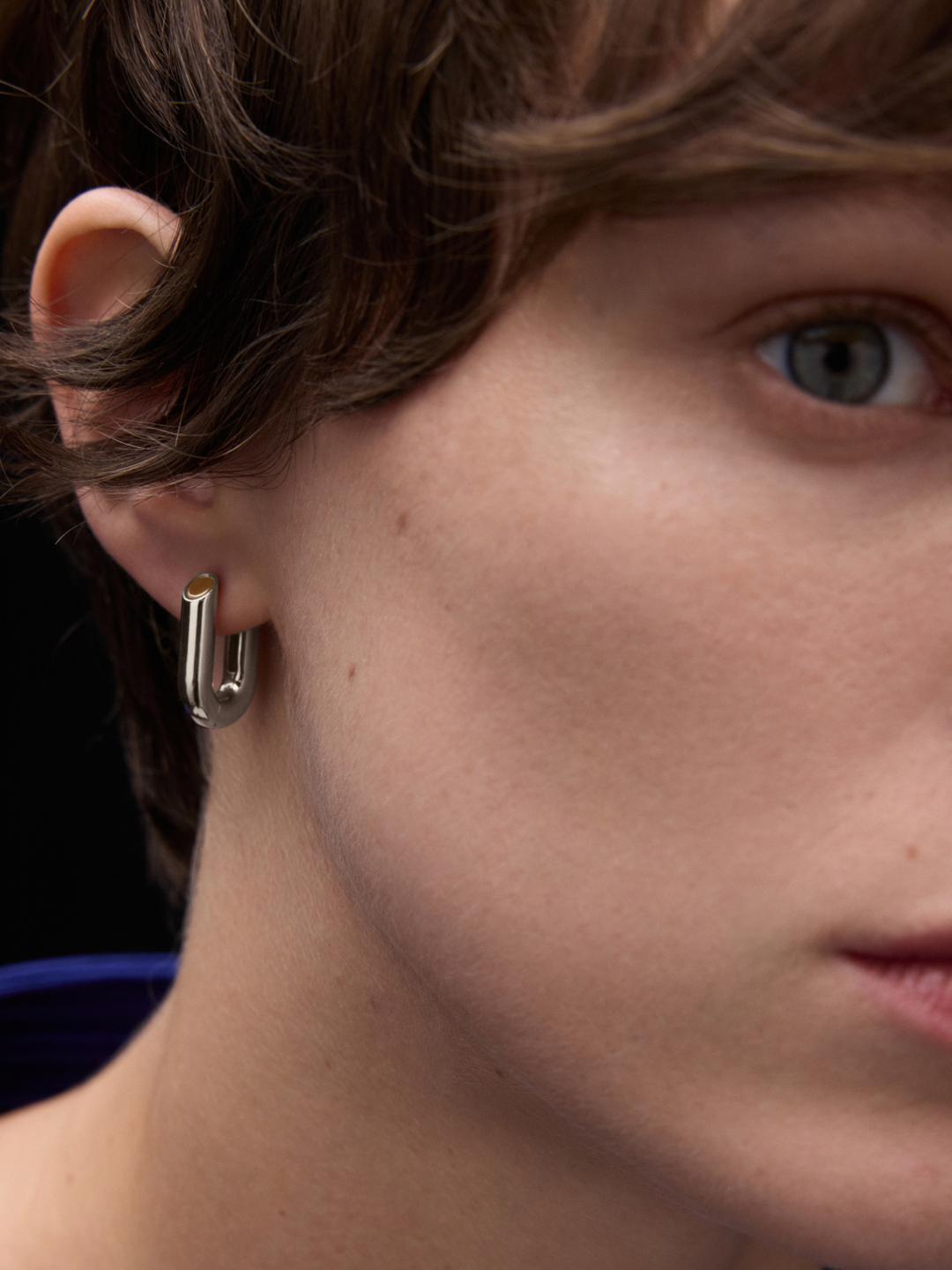 U-серьга срез из серебра