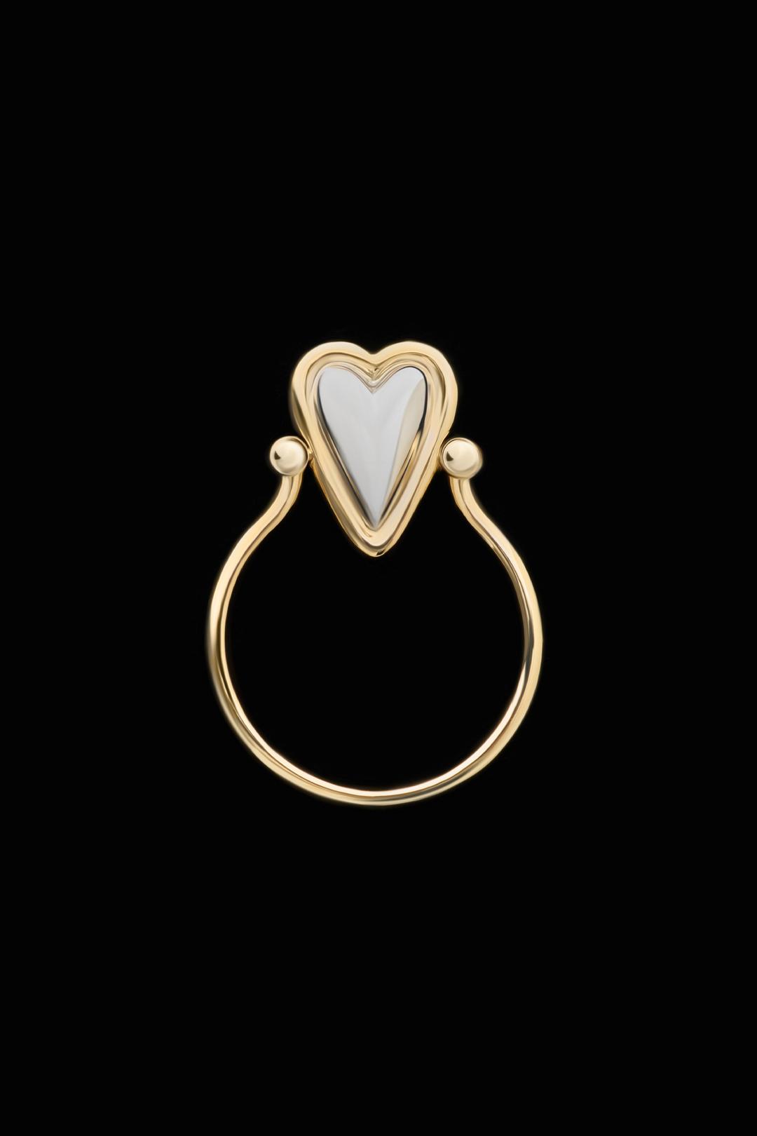 Кольцо-перевертыш Bumper Heart из лимонного золота