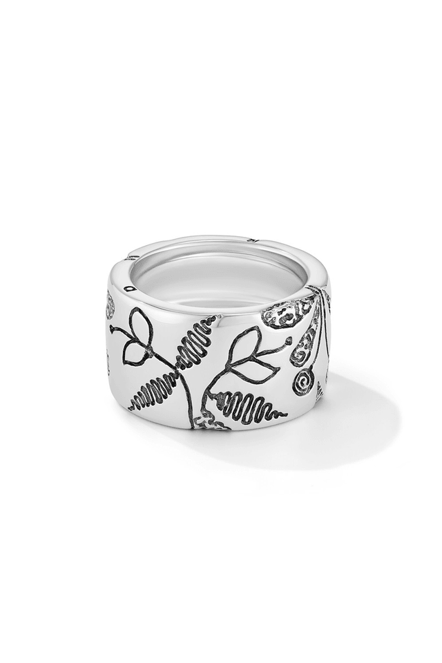 Кольцо Millefleurs широкое черное