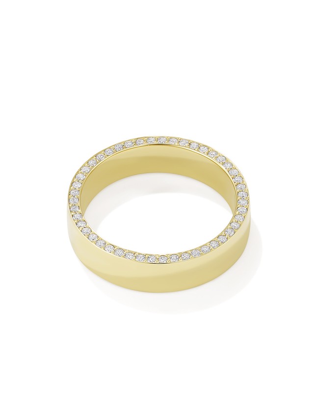 Обручальное кольцо с бриллиантами в грани из лимонного золота