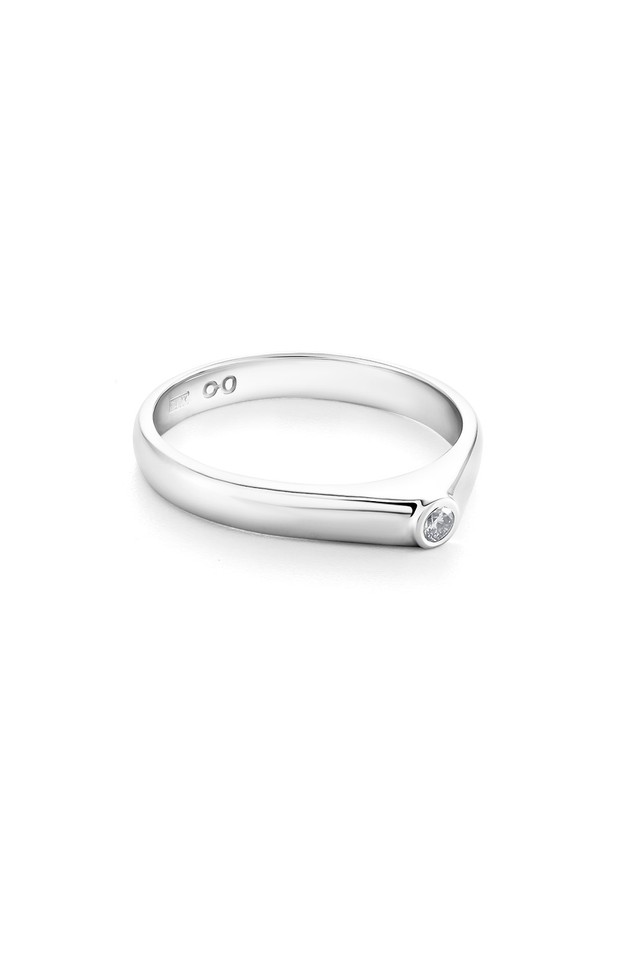 Микроперстень из белого золота с бриллиантом
