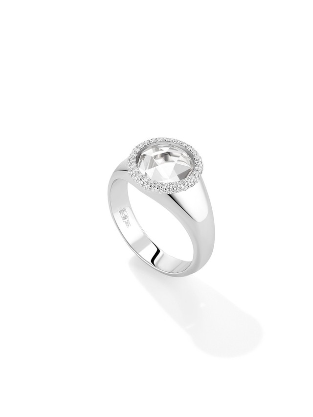 Кольцо с хрустальной розой и бриллиантами