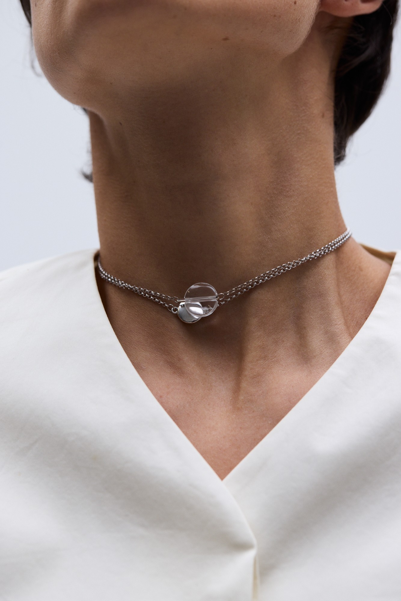 Двойная подвеска Eclipse с горным хрусталем